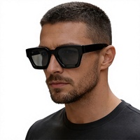 Lunettes de soleil polarisées en acétate épais pour hommes, monture carrée surdimensionnée, branches larges et audacieuses, personnalisables avec logo, vente en gros
