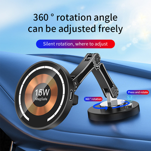 2024 15W <span class=keywords><strong>chargeur</strong></span> <span class=keywords><strong>sans</strong></span> <span class=keywords><strong>fil</strong></span> de voiture magnétique 360 Rotation 2 en 1 support pliable en alliage d'aluminium pour <span class=keywords><strong>Iphone</strong></span> 15 14 Pro Max Samsung Xiaomi - Product Image 4