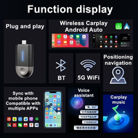 Adaptador Inalámbrico para Auto con CarPlay y Android Auto, Adaptador USB y Tipo-C para Apple CarPlay y Android Auto, Plug and Play, Caja Inteligente CarPlay