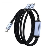 Kabel 2 in 1 Tipe-C Dual Tipe-C 100W Pengisian Cepat Paduan Aluminium Konduktor Tembaga Murni iPhone 16/15 Laptop iPad untuk Switch