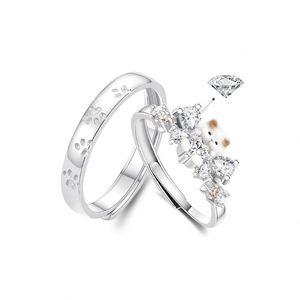 Anillos De Pareja Silver Plated Cute <b>Cat</b> Zircon Couple <b>Ring</b> Couple Accessories Wedding Adjustable Open <b>Ring</b> Wedding Jewelry - Product Image 1
