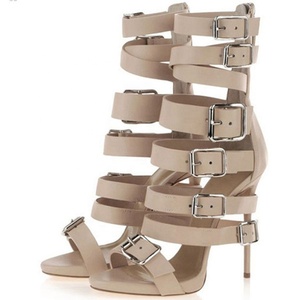 Women Autumn Open Toe High-Heeled Metal Buckles Short <b>Boots</b> Back Zipper Ankle Stiletto Slim Heels Breathable Anti-Odor - Product Image 5
