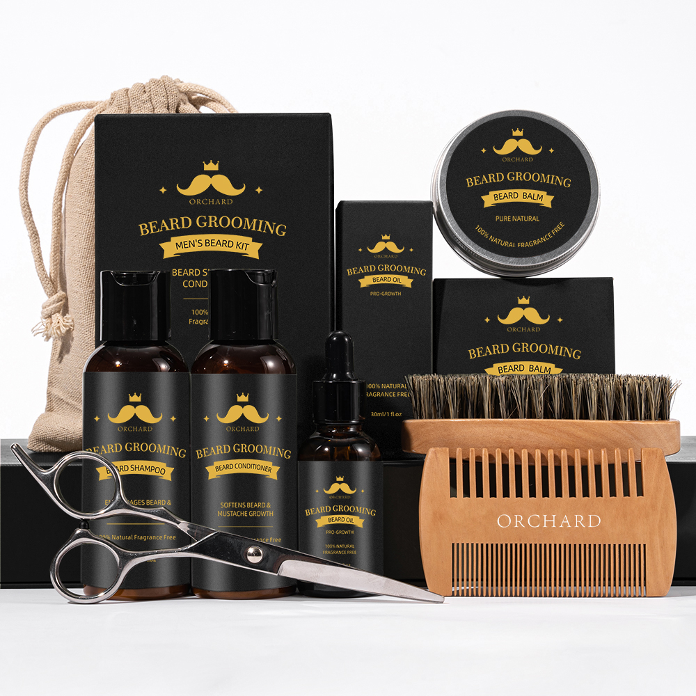 OEM, индивидуальный логотип, натуральное органическое мужское масло для бороды, набор для роста бороды, набор для ухода за бородой