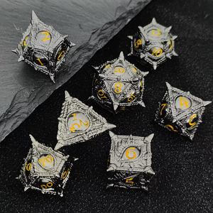 Dados Metálicos Antiguos Sólidos con Diseño de Ojo de Dragón Poliédrico y Púas D6 <span class=keywords><strong>D10</strong></span> D20 para Juegos de Rol como Dungeons and Dragons y Pathfinder - Product Image 6