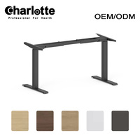 Table élévatrice automatique à double moteur réglable en hauteur 2 pieds à largeur fixe Type de bureau en bois moderne Cadre extensible pour salle à manger