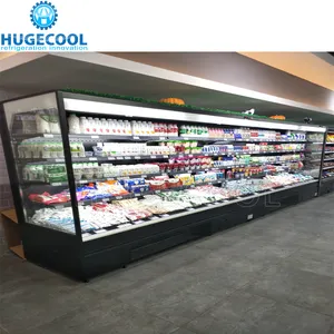 Vitrina de refrigerador abierto de varias cubiertas de supermercado para frutas y verduras