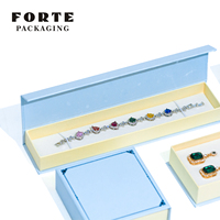 Boîte à bijoux magnétique bleue FORTE, nouveau design de luxe, haute qualité, logo personnalisé, vente en gros pour emballage cadeau