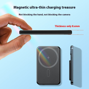 พาวเวอร์แบงค์แม่เหล็กไร้สายบางเฉียบ 8 มม. ความจุ 5000mAh รองรับการชาร์จเร็ว PD 20W และชาร์จไร้สาย 15W สำหรับอุปกรณ์มือถือ - Product Image 2