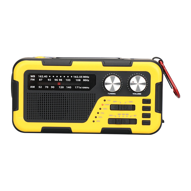 Emergency Solar Power Bank Radio with Flashlight 2000mAh AM/FM Hand Crank Generator for Outdoor Camping