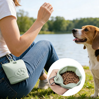 Sac banane portable d'extérieur pour l'entraînement et la promenade des chiens, avec pochette en silicone pour croquettes et friandises ; Accessoires pour animaux de compagnie
