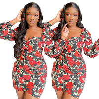 2021 cute women sets v neck party printed patchwork short skirt women clothing set dress