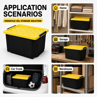 Boîte de rangement pour garage 25L, bac de rangement en plastique robuste, organisateur d'outils d'atelier, bac de rangement empilable