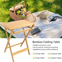 Table de pique-nique pliante Portable en bambou avec planche à découper supérieure amovible