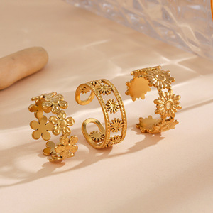 แหวนดอกไม้สแตนเลสขนาดเล็กปรับได้สำหรับพังค์แฟชั่น - Product Image 4