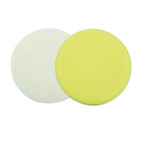Tampons de polissage en mousse éponge autocollants ronds à biseau plat, blancs et jaunes, de 2 à 8 pouces, pour le detailing automobile