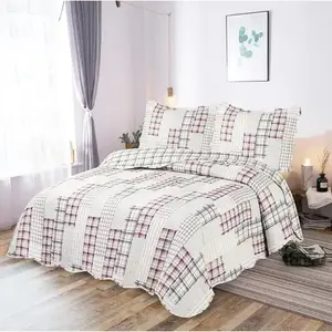 Ensemble de couette Jumbo King Size léger avec 2 taies d'oreiller, patchwork géométrique, literie pour la maison toute saison - Product Image 3