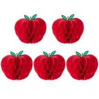 Adorno Colgante de Papel de Seda con Forma de Manzana de la Serie Frutas, Manualidad de Papel Plegable Tipo Panal para Decoración de Aula, Regreso a Clases, Fiestas y Hogar