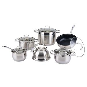 Juego de Utensilios de Cocina Antiadherentes de Lujo de 12 Piezas Directo de Fábrica, Ollas y <span class=keywords><strong>Sartenes</strong></span> Clásicas de Acero Inoxidable con Tapa de Vidrio - Product Image 6