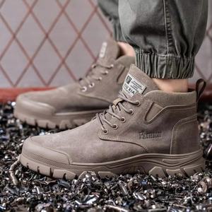 High End Matte Leather Walking Sneakers For Autumn And Winter Retro <b>Leg</b> Lengthening Thick Soled Sponge Casual Bread Men's Shoes - Product Image 1