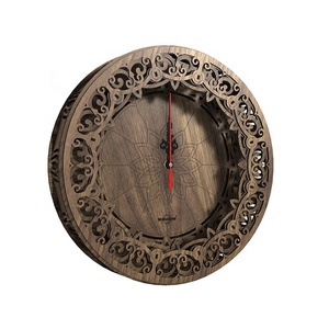 <strong>Large</strong> Funny Decorative <strong>Clock</strong> Round <strong>Wood</strong> Craft <strong>Wall</strong> <strong>Clock</strong> for Home