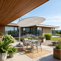 Parasol de jardin Meiqi, grand modèle, hydraulique, à bras déporté, robuste, pour terrasse, villa, cour.