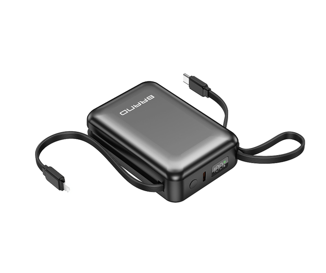 10000mAh High Capacity Portable Power Bank with Built-in Type-C Cable Fast Charging LED Display Slim Design Plastic Body