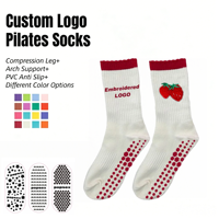 Chaussettes pour femmes POPSOX avec logo personnalisé, en tricot, pour yoga et pilates, antidérapantes, respirantes, avec détail de revers, Kaos kaki