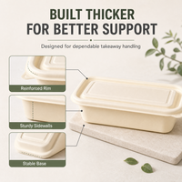 Boîte alimentaire en amidon de maïs biodégradable, conteneur jetable écologique avec couvercle