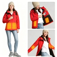 Veste d'hiver chauffante électrique pour femme, imperméable, en softshell polaire, avec col montant et fermeture éclair