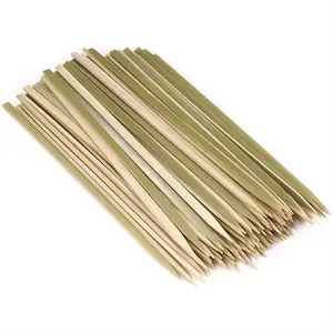 Tusuk sate bambu kualitas dapat dimakan, peralatan bbq stik bambu datar sekali pakai