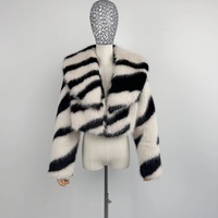 Manteau en fausse fourrure de renard pour femme, logo personnalisé, hiver, chaud, luxe, taille, couleur et tissu personnalisables, col rabattu, rayures
