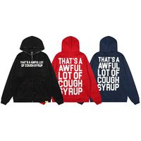 C'est vraiment beaucoup de sirops contre la toux ! Sweat à capuche zippé surdimensionné pour homme, en coton 100% de haute qualité, orné de strass, ALOCS