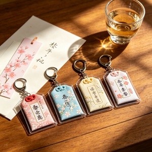 Porte-clés rectangulaire personnalisé en ABS+PS, motif signalisation japonaise, logo de boutique d'anime imprimé UV, souvenir portable avec texte japonais - Product Image 4