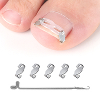 Nouveau kit de correction des ongles incarnés en acier inoxydable avec boucle de traction en silicone et patch adhésif pour la correction des ongles courbés du pied