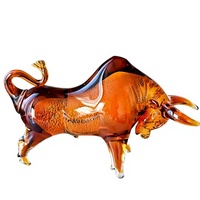 Statue de taureau en verre ambré, symbole de richesse Feng Shui, figurine animale en résine et cristal, cadeau d'affaires pour patron, partenaire, cérémonie d'ouverture