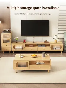 Mueble de TV Moderno de Madera Maciza y Juego de <span class=keywords><strong>Mesa</strong></span> de Centro <span class=keywords><strong>para</strong></span> Sala de Estar, Color Nogal, Muebles de TV Enviados, Soportes de TV, <span class=keywords><strong>Mesa</strong></span> de TV de MDF - Product Image 3