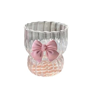 Taza de Agua de Vidrio con Lazo Rosa, Taza de Vidrio con Diseño de Dibujos Animados, Taza de Café con Rayas y Dibujos, Taza para Té de Frutas, Limonada, Regalo para Niñas - Product Image 5