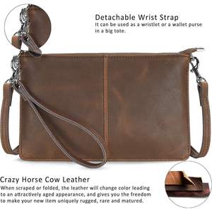 Bolso de mano cruzado de cuero marrón Vintage de alta calidad para mujer, monedero pequeño elegante de cuero para mujer - Product Image 3