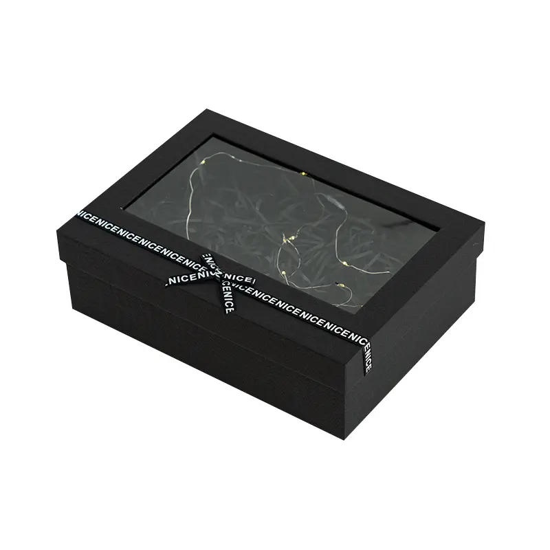 Caja de regalo magnética transparente personalizada con ventana transparente de PVC, caja de embalaje de regalo de papel de almacenamiento de imán plegable de lujo