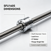 Vis à billes SFU1605, diamètre 16 mm, pas 5 mm, vis à billes roulée C7 avec écrou à bride pour routeur CNC, imprimante 3D, machine d'automatisation