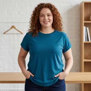 T-shirt pour femme en coton haut de gamme, élégant, ultra doux, respirant, coupe classique, fabrication OEM, vente en gros, été, séchage rapide - Product Image 1