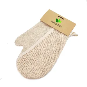 Массажная перчатка для тела, из конопляного хлопка, натуральные многоразовые губки для удаления омертвевшей кожи, перчатки для ванны ручной работы