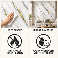 Papier peint auto-adhésif en marbre veiné or blanc avec surface PET nettoyable pour murs décoratifs intérieurs
