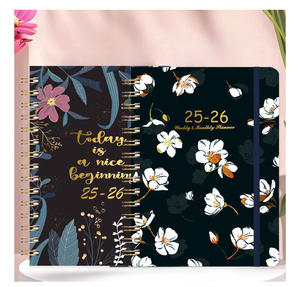 Planificador semanal mensual de <span class=keywords><strong>Julio</strong></span> de 2025 a junio de 2026, planificador de calendario académico 2025-2026 con pestañas de lista de tareas cubierta floral - Product Image 1