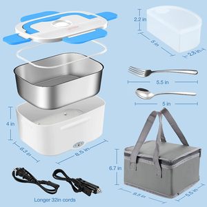 Boîte à lunch chauffante électrique portable en acier inoxydable, chauffe-aliments 110V 220V pour la maison et la voiture - Product Image 3