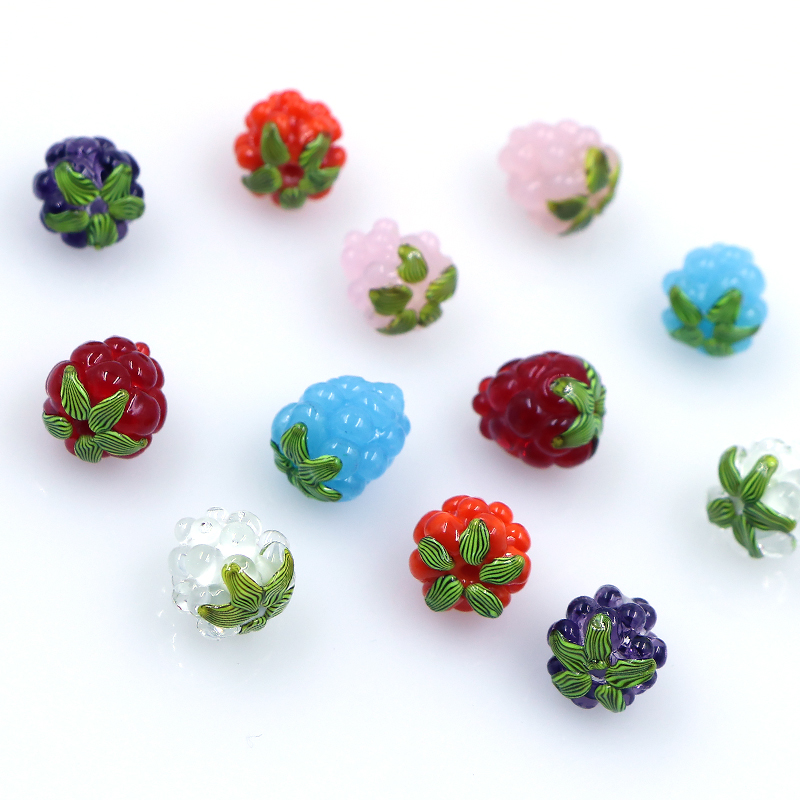 Murano Lampwork Glass Fruit Raspberry Beads Beads Bracelet Making for Jewelry Making