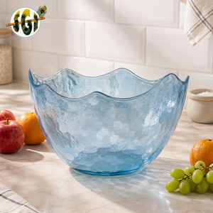 Handmade Blue Glass Vase Irregular Shape Modern Decorative Tabletop Vase for Floral Display - Product Image 4