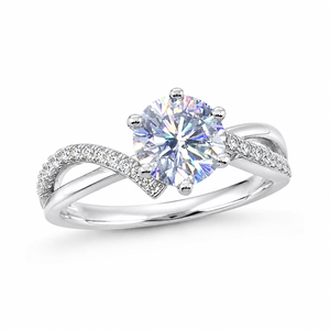 Set di anelli di fidanzamento con zirconi color platino per donna, eleganti gioielli alla moda - Product Image 1