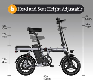 Bicicleta ENGWE T14 de 250W, Plegable, 14 Pulgadas, Mini, 48V10A, Bicicleta Eléctrica Urbana para Adultos, 25KM/H, T14, T14 T14, T14 - Product Image 6