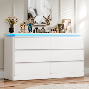 <span class=keywords><strong>Commode</strong></span> en bois noire moderne à 6 <span class=keywords><strong>tiroirs</strong></span>, personnalisée en usine, avec éclairage LED, pour salon, meuble de rangement - Product Image 3